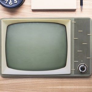 Retro Tube Television with Dial Knob Laptop Skin, Macbook Skin, Computer Decal Sticker Full Coverage Laptop Skin