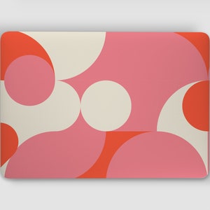 Pink Cream & Orange Retro 60s 70s Abstract  UNIVERSAL Laptop Skin, Computer Skin, Laptop Sticker Decal, Full Coverage Protective Laptop Skin