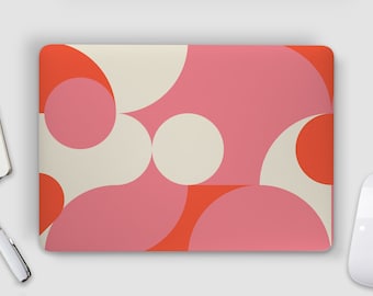 Pink Cream & Orange Retro 60s 70s Abstract  UNIVERSAL Laptop Skin, Computer Skin, Laptop Sticker Decal, Full Coverage Protective Laptop Skin