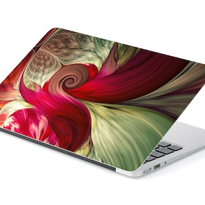 Organic Abstract Leaf Flower Swirl Laptop Skin, Macbook Skin, Computer Decal Sticker Full Coverage Laptop Skin