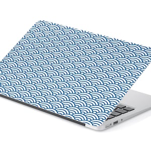 Small Blue Shell Repeating Pattern Laptop Skin, Macbook Skin, Computer Decal Sticker Full Coverage Laptop Skin