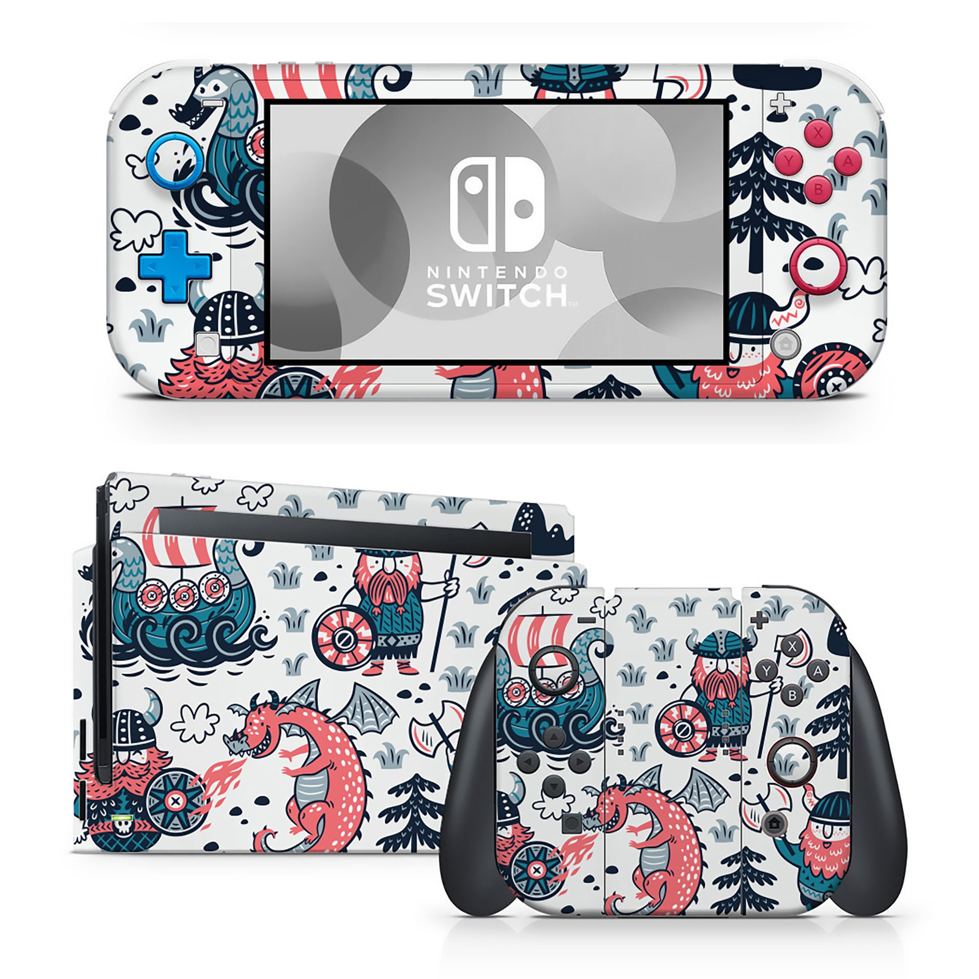 Illustrated Dragon Slayer Knights Nintendo Switch Skin Full