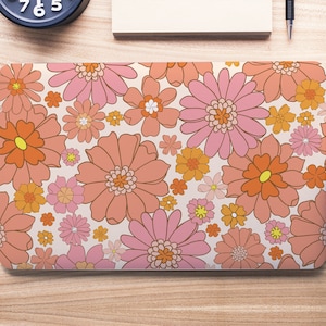 Rosa Arancione Salmone Retro Anni '70 Fiore Margherita UNIVERSALE Pelle per laptop, Pelle per computer, Adesivo per laptop, Pelle protettiva a copertura totale per laptop