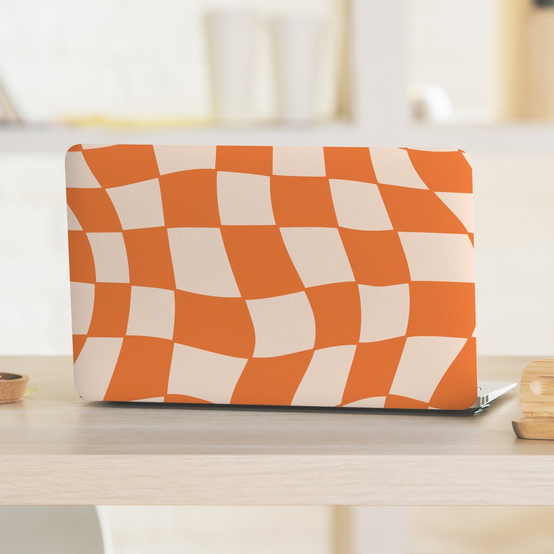 Orange & Peach Stretched Checkerboard UNIVERSAL Laptop Skin, Computer ...