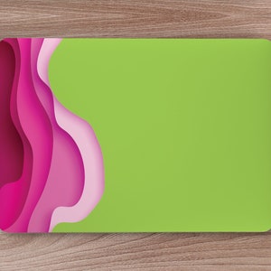 Lime Green & Shades of Pink Topografische kaart UNIVERSELE Laptop Skin, Computer Skin, Laptop Sticker Decal, Volledige dekking Beschermende Laptop Skin