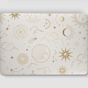 Golden Moons & Suns Astrology Starts Sky UNIVERSAL Laptop Skin, Computer Skin, Laptop Sticker Decal, Full Coverage Protective Laptop Skin