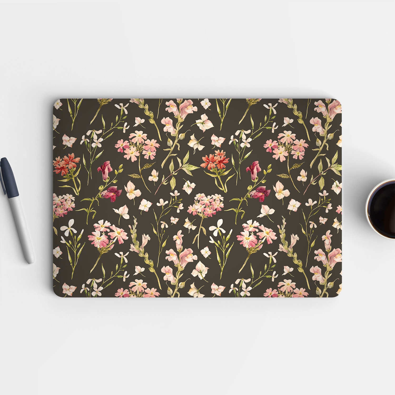 Delicate Pink & Red Watercolor Wild Flowers UNIVERSAL Laptop Skin ...