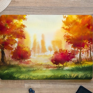Bold Emblazoned Forest Meadow Sun Ray Watercolor Laptop Skin, Macbook Skin, Computer Decal Sticker Full Coverage Laptop Skin
