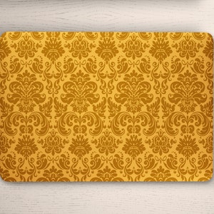Golden Ornate Damask Floral Pattern UNIVERSAL Laptop Skin, Macbook Skin, Computer Decal Sticker Full Coverage Laptop Sticker Skin Decal