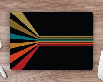 Retro 70s Dramatic Graphic Lines on Black UNIVERSAL Laptop Skin, Computer Skin, Laptop Sticker Decal, Full Coverage Protective Laptop Skin
