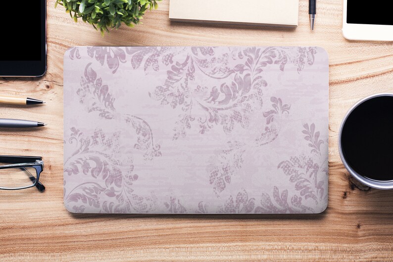 Distressed Faded Pastel Pink Damask Floral UNIVERSAL Laptop Skin ...