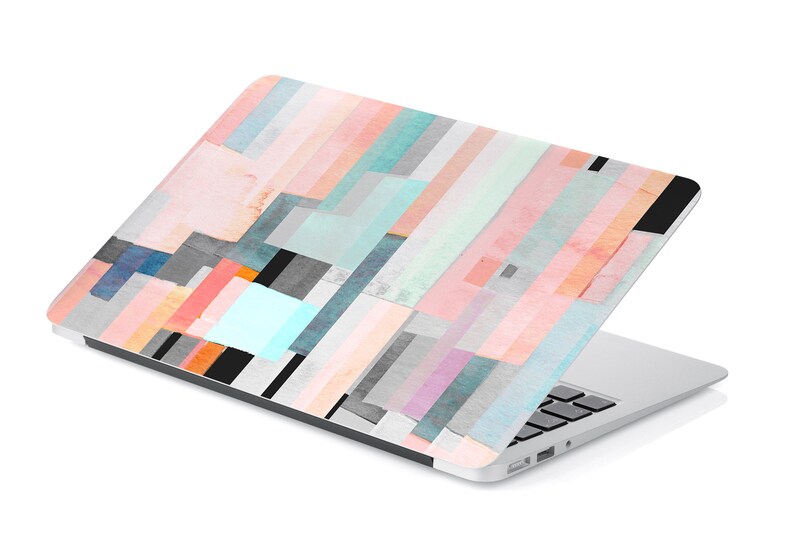 Macbook Skin Computer Decal Sticker Full Coverage Laptop Skin Vertical Stripe Abstract Watercolor Painting Laptop Skin