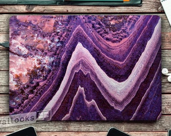 Purple Mineral Stone Texture Laptop Skin, Macbook Skin, Computer Decal Sticker Full Coverage Laptop Skin