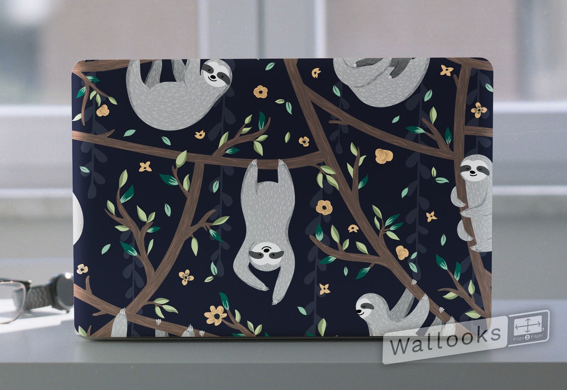 Sloths Hanging From Tree Illustration Laptop Skin, MacBook Skin ...