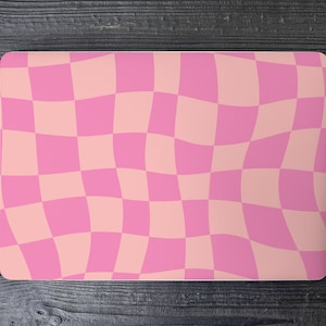 Motivo a scacchiera distorto rosa salmone UNIVERSALE per laptop, skin per computer, adesivo per laptop, skin protettiva a copertura totale per laptop