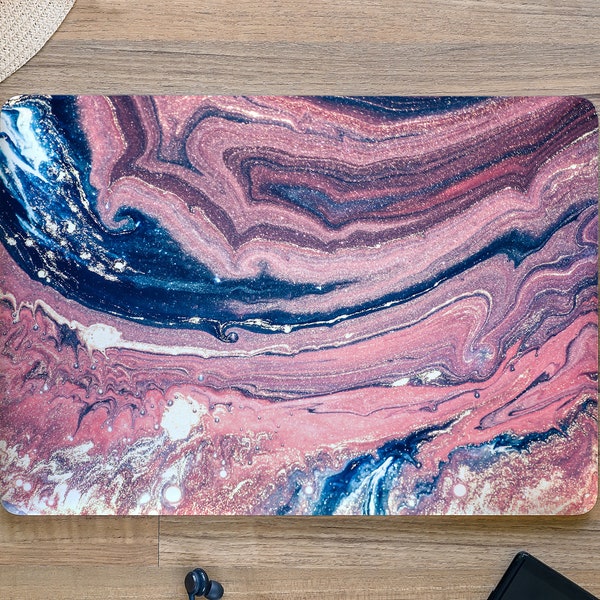 Red and Blue Sand Swirl Abstract Design Laptop Skin, Macbook Skin, Computer Decal Sticker Full Coverage Laptop Skin