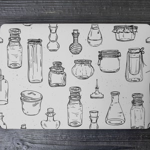 Black & White Alchemy Jar Witchcraft Potion UNIVERSAL Laptop Skin, Computer Skin, Laptop Sticker Decal, Full Coverage Protective Laptop Skin