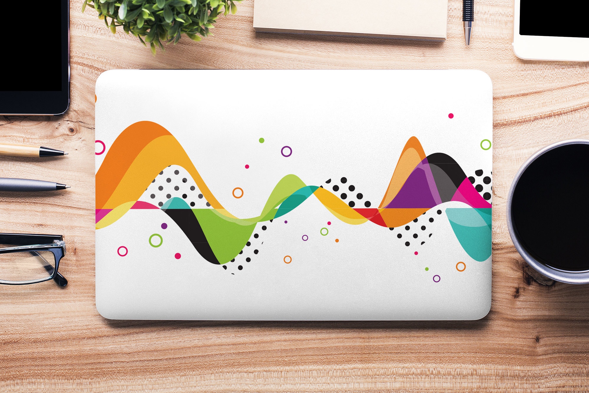 Rainbow Sound Waves Colorful Music on White UNIVERSAL Laptop Skin, Computer  Skin, Laptop Sticker Decal, Full Coverage Protective Laptop Skin 