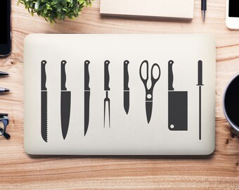 Chef Butcher Kitchen Utensils Tools Knife UNIVERSAL Laptop Skin, Computer Skin, Laptop Sticker Decal, Full Coverage Protective Laptop Skin