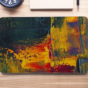 Green Yellow Red Oil Painting Detail Laptop Skin, Macbook Skin, Computer Decal Sticker Full Coverage Laptop Skin