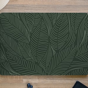 Minimalistische diepgroene bladeren met lijnen UNIVERSELE laptop skin, computer skin, laptop sticker sticker, volledige dekking beschermende laptop skin