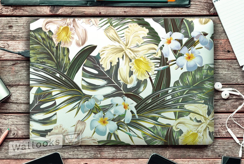 Computer Decal Sticker Full Coverage Laptop Skin Macbook Skin Floral Tropical Flowers Nature Artsy Laptop Skin