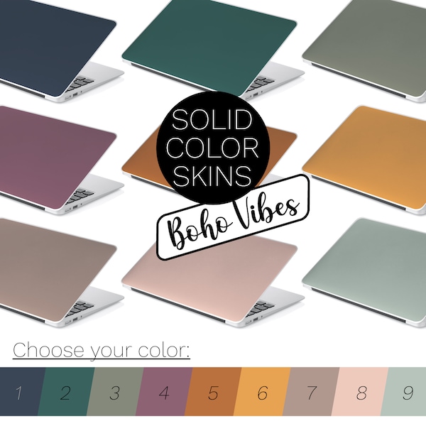 BOHO SOLID COLOR Laptop Skins - ¡Elige tu color! Universal Laptop Skin, Laptop Decal Sticker Skin Full Coverage Laptop Premium 3m Vinyl