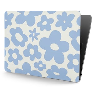 Pastel Blue Baby Blue Daisy Flowers White UNIVERSAL Laptop Skin, Computer Skin, Laptop Sticker Decal, Full Coverage Protective Laptop Skin