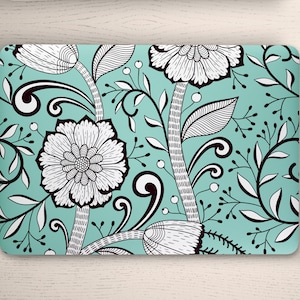 Folk Art B&W Floral Pattern Design UNIVERSAL Laptop Skin, Macbook Skin, Computer Decal Sticker Full Coverage Laptop Sticker Skin Decal