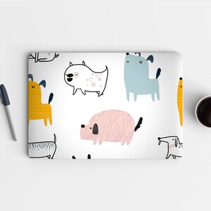 Cartoon Dogs Puppies with Texture Lines Universal Laptop Skin, naklejka na komputer Full Covering Laptop Premium 3 m Vinyl Laptop Sticker