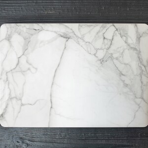 White Marble with Grey Details Laptop Skin, Macbook Skin, Computer Decal Sticker Full Coverage Laptop Skin