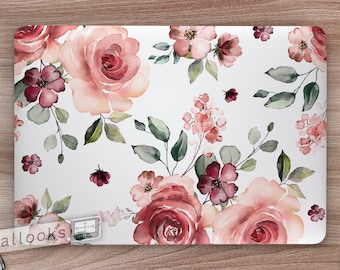 Roses Flower Pink Floral Laptop Skin, Macbook Skin, Computer Decal Sticker Full Coverage Laptop Skin