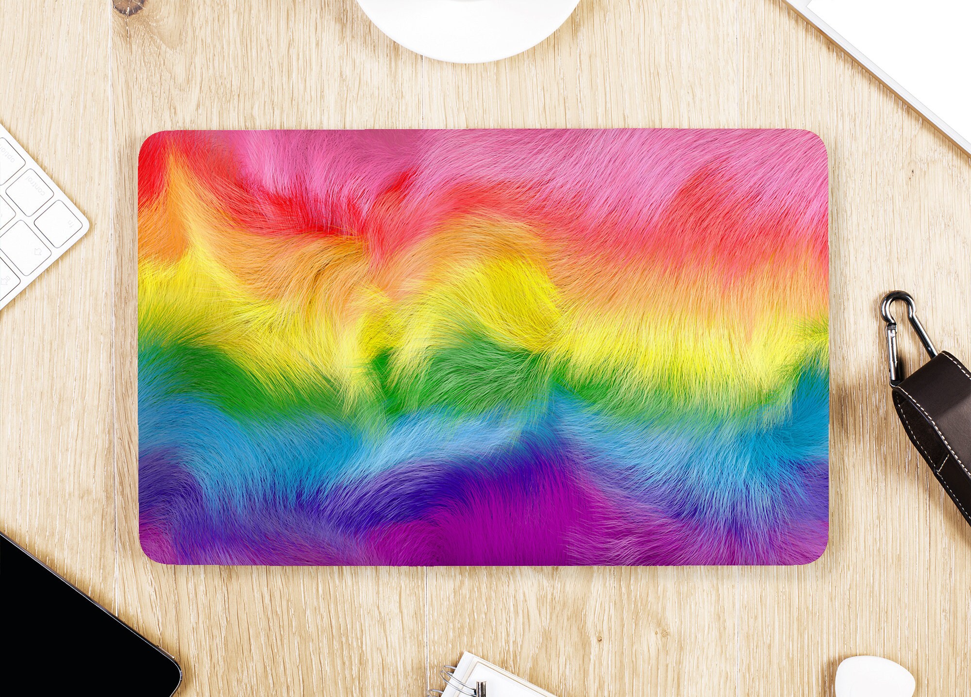 Rainbow Fuzzy Soft Fur Animal Hair Mane UNIVERSAL Laptop Skin, Computer ...