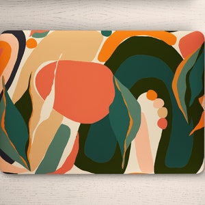 Orange, Green & Peach Abstract Botanicals UNIVERSAL Laptop Skin, Computer Skin, Laptop Sticker Decal, Full Coverage Protective Laptop Skin