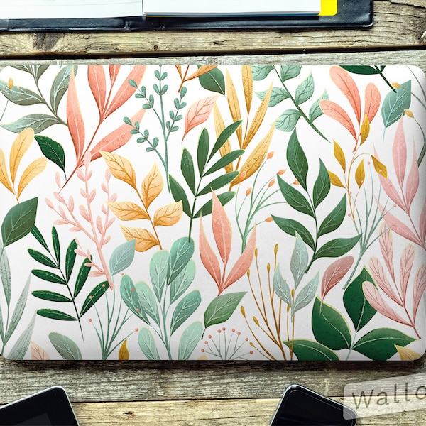 Colorful Leaves and Branches Pattern Universal Laptop Skin, Computer Decal Sticker Full Coverage Laptop Premium 3m Vinyl Laptop Sticker