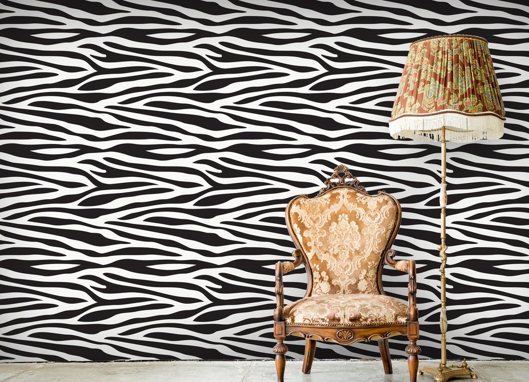 Zebra Animal Print Wall Paper Removable Peel and Stick Wall Etsy
