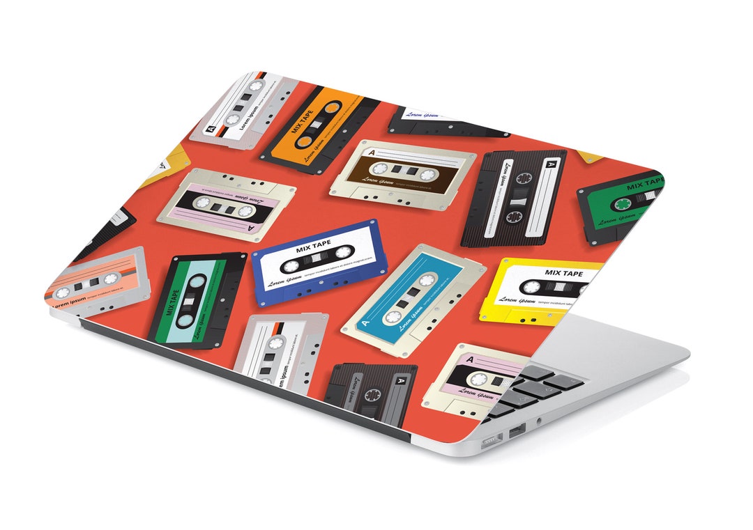 Retro Computer Patch Tape Cassette Medley Retro Nostalgia Pattern Laptop Skin, MacBook Skin ...