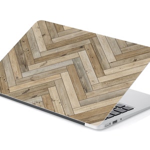 Geometric Wood Slatted Boards Pattern Laptop Skin, Macbook Skin, Computer Decal Sticker Full Coverage Universal Laptop Skin