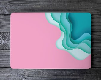 Pink & Shades of Turquoise Aqua Topographic UNIVERSAL Laptop Skin, Computer Skin, Laptop Sticker Decal, Full Coverage Protective Laptop Skin