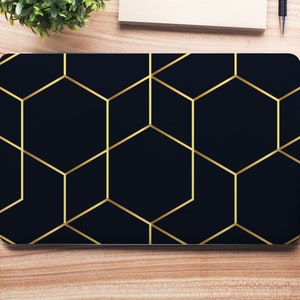 Black & Gold Art Deco Great Gatsby Hexagons UNIVERSAL Laptop Skin, Computer Skin, Laptop Sticker Decal, Full Coverage Protective Laptop Skin