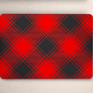 Red and Black Plaid Flannel Pattern Laptop Skin, Macbook Skin, Computer Decal Sticker Full Coverage Laptop Skin