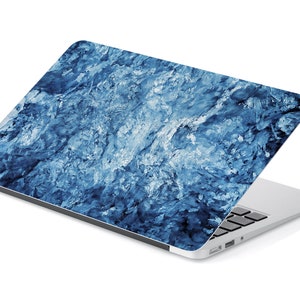 Crystal Blue Abstract Marble Stone Texture Laptop Skin, Macbook Skin, Computer Decal Sticker Full Coverage Laptop Skin