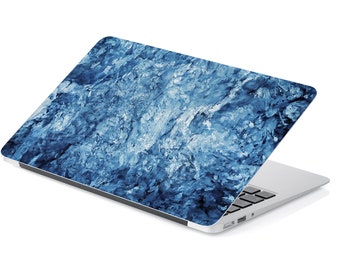 Crystal Blue Abstract Marble Stone Texture Laptop Skin, Macbook Skin, Computer Decal Sticker Full Coverage Laptop Skin