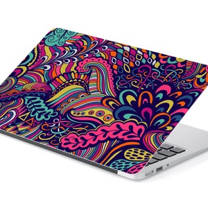 Floral Flourishes Leaf Illustration Pattern Laptop Skin, Macbook Skin, Computer Decal Sticker Full Coverage Universal Laptop Skin
