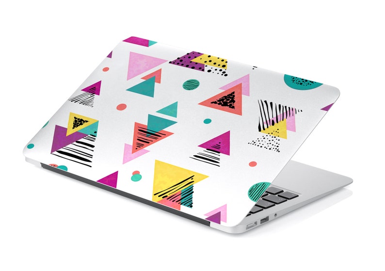 90s Inspo Colorful Triangles on White UNIVERSAL Laptop Skin, Computer ...