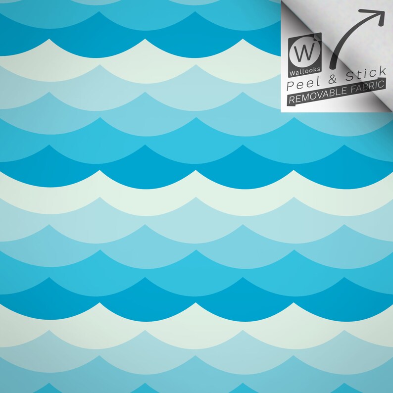 Waves Pattern Peel and Stick Wall Paper DIY Self Adhesive Fabric Wall ...