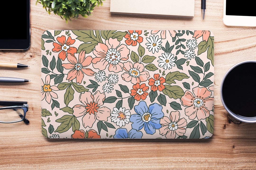Pink Orange Blue Graphic Flowers Floral UNIVERSAL Laptop Skin, Computer ...