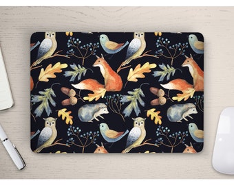 Folksy Watercolor Forest Fox & Owl Animals UNIVERSAL Laptop Skin, Computer Skin, Laptop Sticker Decal, Full Coverage Protective Laptop Skin