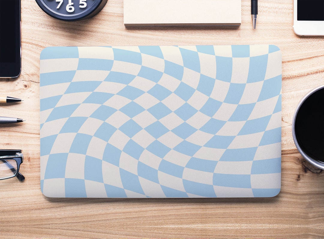 Baby Blue & White Stretched Checkerboard UNIVERSAL Laptop Skin ...