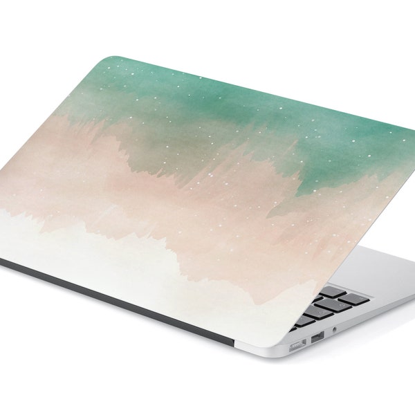 Muted Green Watercolor Texture Laptop Skin, Macbook Skin, Computer Decal Sticker Full Coverage Laptop Skin